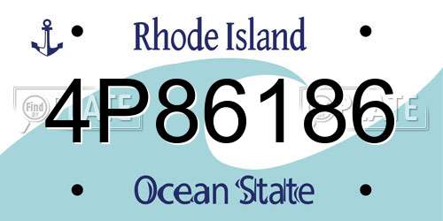 4P86186 Rhode Island License Plate
