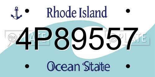 4P89557 Rhode Island License Plate