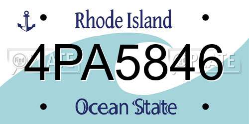 4PA5846 Rhode Island License Plate