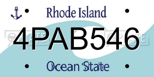 4PAB546 Rhode Island License Plate
