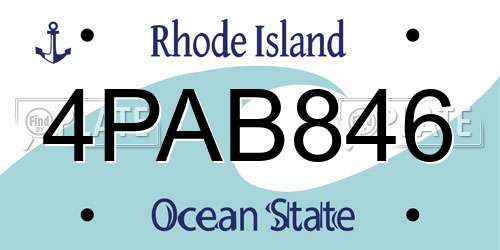 4PAB846 Rhode Island License Plate
