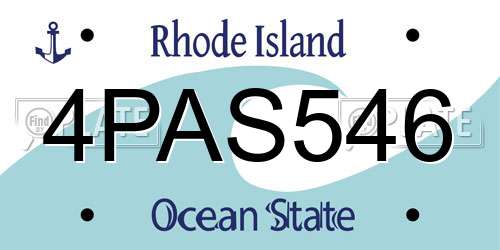4PAS546 Rhode Island License Plate