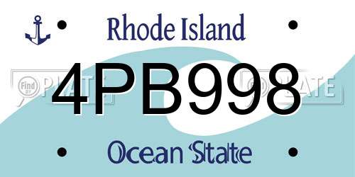 4PB998 Rhode Island License Plate