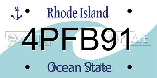 4PFB91 Rhode Island License Plate