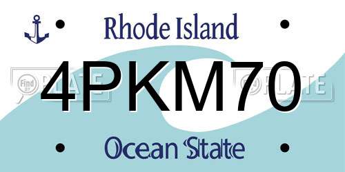 4PKM70 Rhode Island License Plate