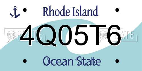 4Q05T6 Rhode Island License Plate