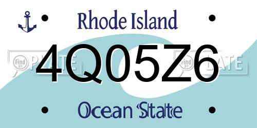 4Q05Z6 Rhode Island License Plate