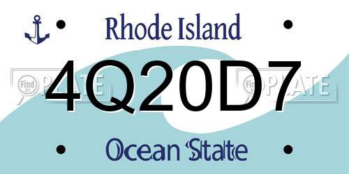 4Q20D7 Rhode Island License Plate
