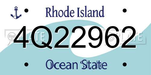 4Q22962 Rhode Island License Plate