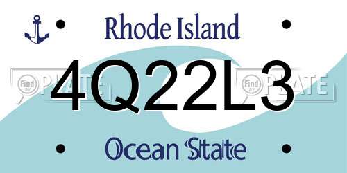 4Q22L3 Rhode Island License Plate