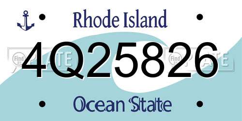 4Q25826 Rhode Island License Plate