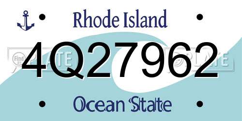 4Q27962 Rhode Island License Plate