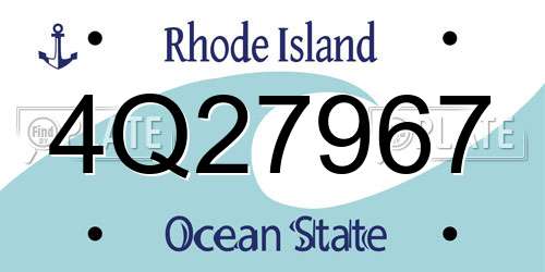 4Q27967 Rhode Island License Plate