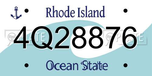 4Q28876 Rhode Island License Plate
