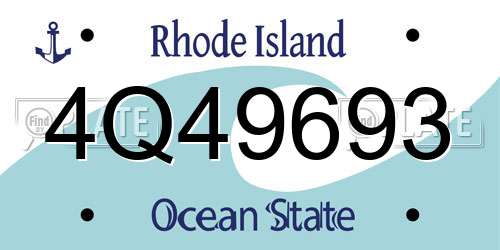 4Q49693 Rhode Island License Plate