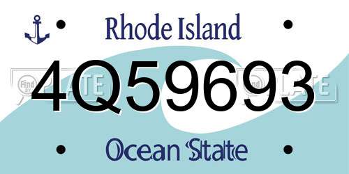 4Q59693 Rhode Island License Plate