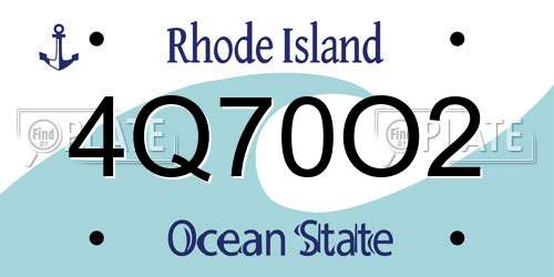 4Q70O2 Rhode Island License Plate