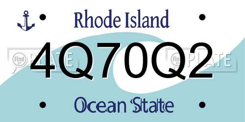 4Q70Q2 Rhode Island License Plate