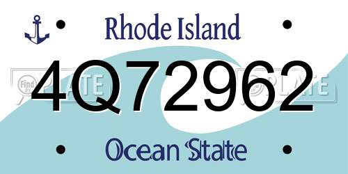 4Q72962 Rhode Island License Plate