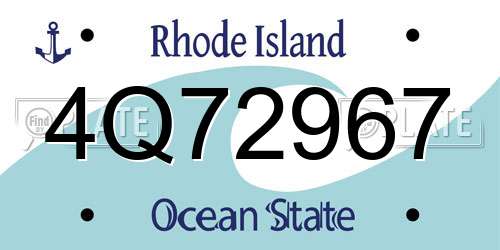4Q72967 Rhode Island License Plate