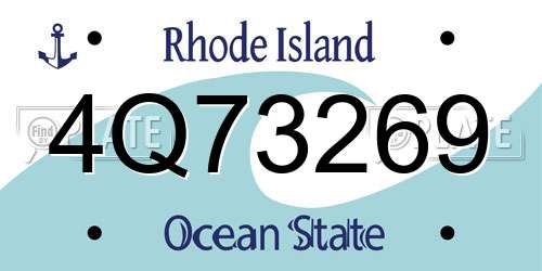 4Q73269 Rhode Island License Plate