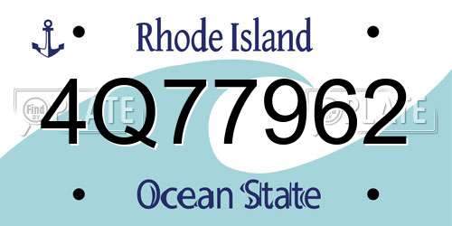 4Q77962 Rhode Island License Plate
