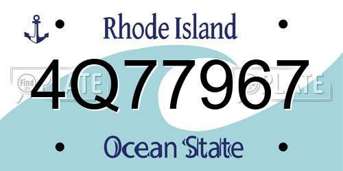 4Q77967 Rhode Island License Plate