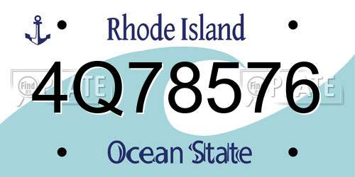 4Q78576 Rhode Island License Plate