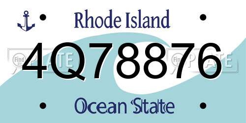 4Q78876 Rhode Island License Plate