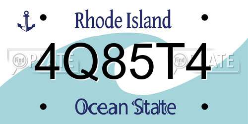4Q85T4 Rhode Island License Plate