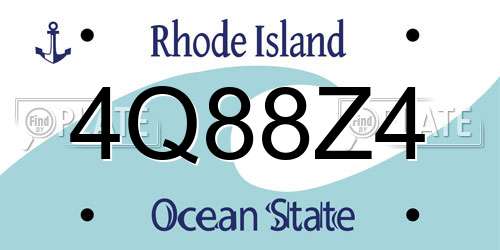 4Q88Z4 Rhode Island License Plate