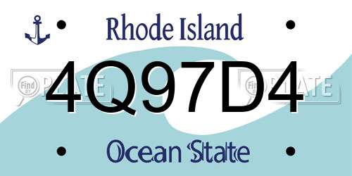 4Q97D4 Rhode Island License Plate