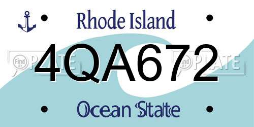 4QA672 Rhode Island License Plate