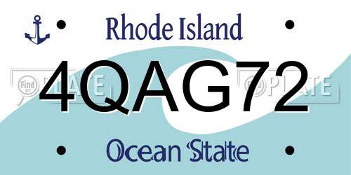 4QAG72 Rhode Island License Plate