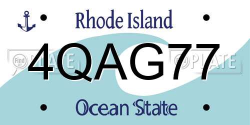 4QAG77 Rhode Island License Plate