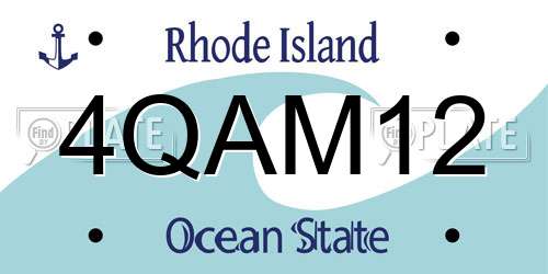 4QAM12 Rhode Island License Plate