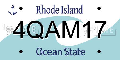 4QAM17 Rhode Island License Plate