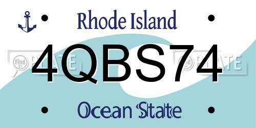 4QBS74 Rhode Island License Plate