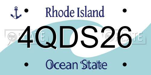 4QDS26 Rhode Island License Plate