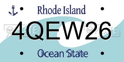 4QEW26 Rhode Island License Plate