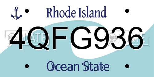 4QFG936 Rhode Island License Plate