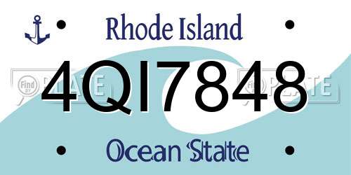 4QI7848 Rhode Island License Plate