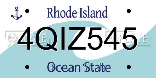 4QIZ545 Rhode Island License Plate