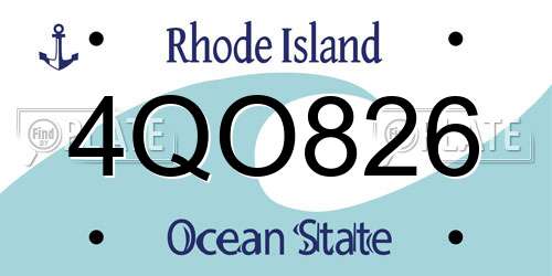 4QO826 Rhode Island License Plate