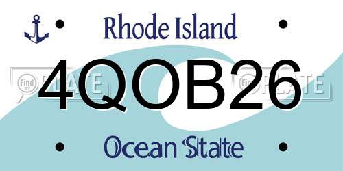 4QOB26 Rhode Island License Plate
