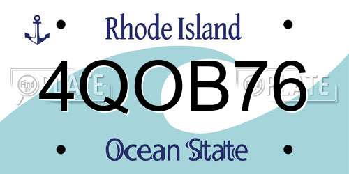 4QOB76 Rhode Island License Plate