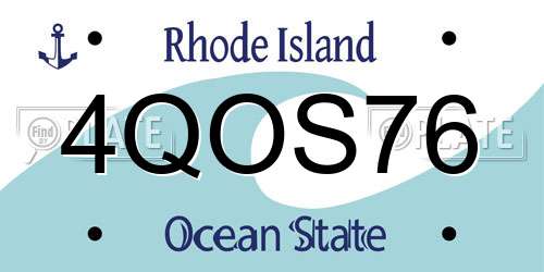 4QOS76 Rhode Island License Plate