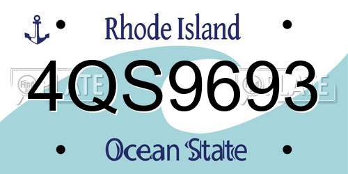 4QS9693 Rhode Island License Plate