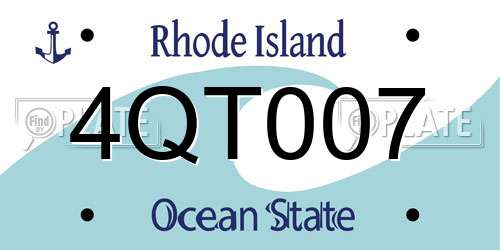 4QT007 Rhode Island License Plate