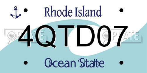 4QTD07 Rhode Island License Plate
